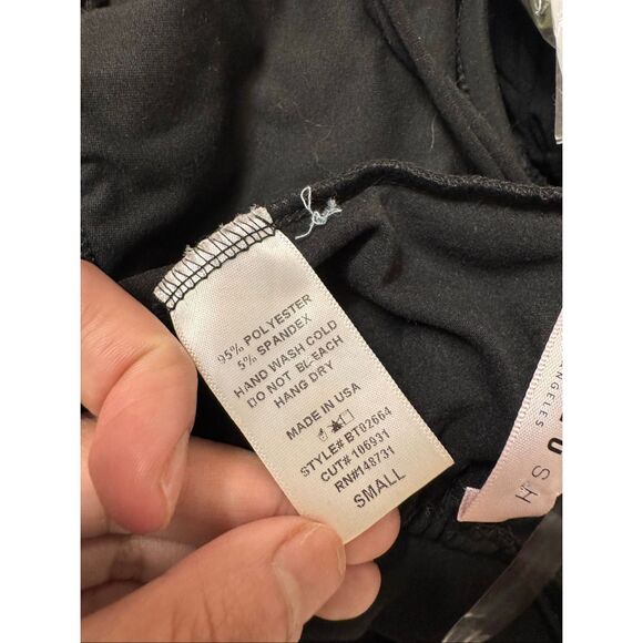 Blue Blush Black Handkerchief Crop Top Criss Cross Tie Back size Small - Picture 7 of 7